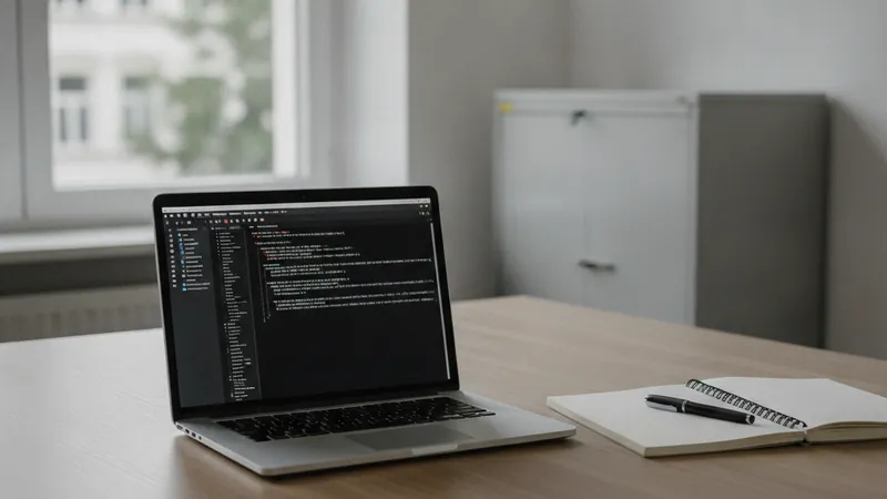 Laptop auf einem Schreibtisch mit geöffnetem Terminalfenster