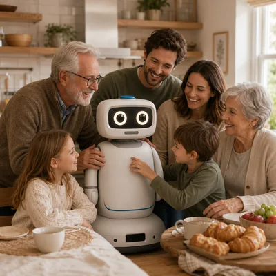 Designstudie: Robert im Kreis der Familie, nicht das Pilotgerät