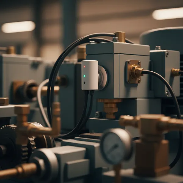 Vibrations-Sensor mit Magnetfuß an einer Industrie-Maschine