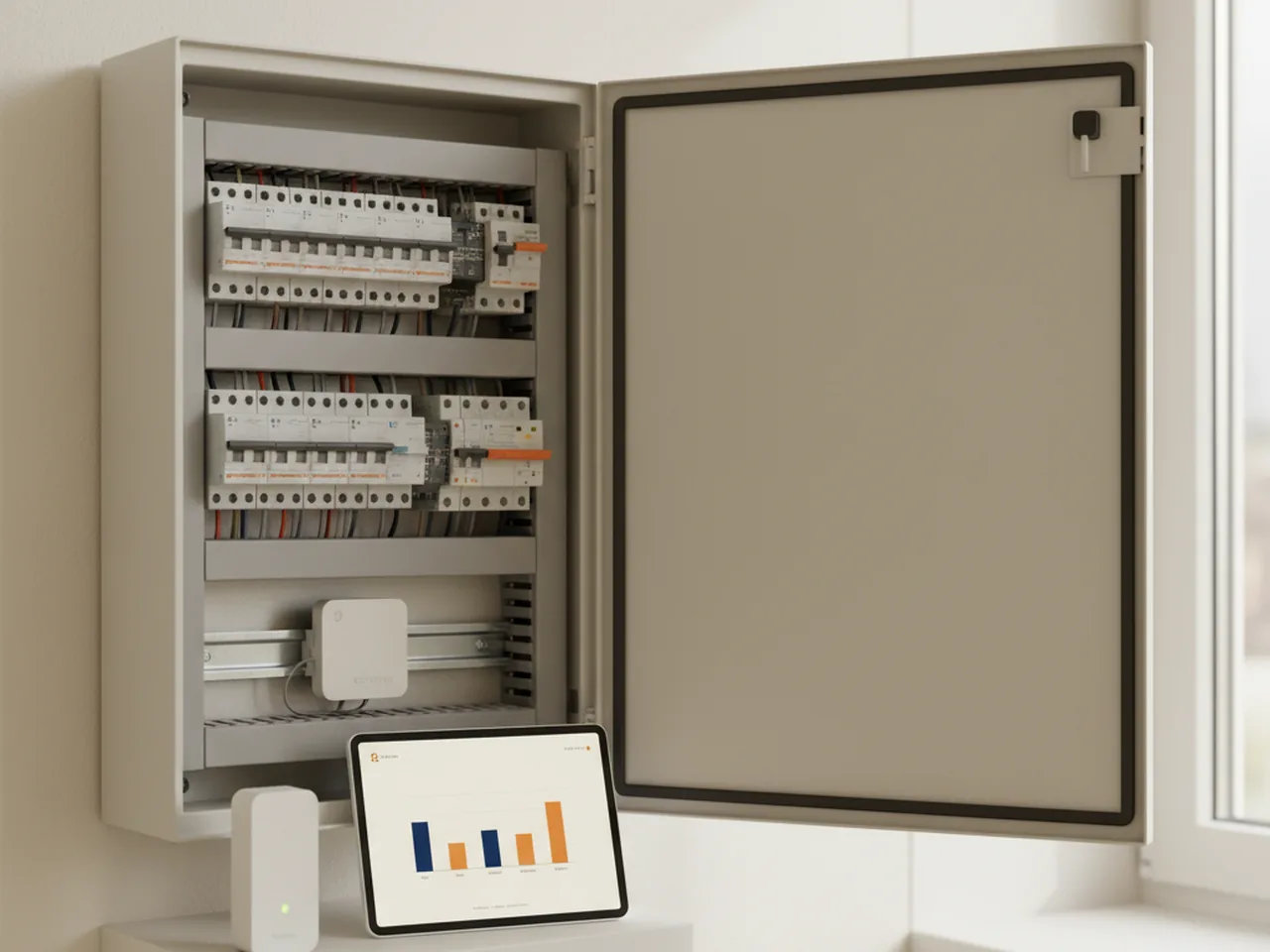 Strom- und Spannungs-Messung im DIN-Schaltschrank mit Hub und Dashboard