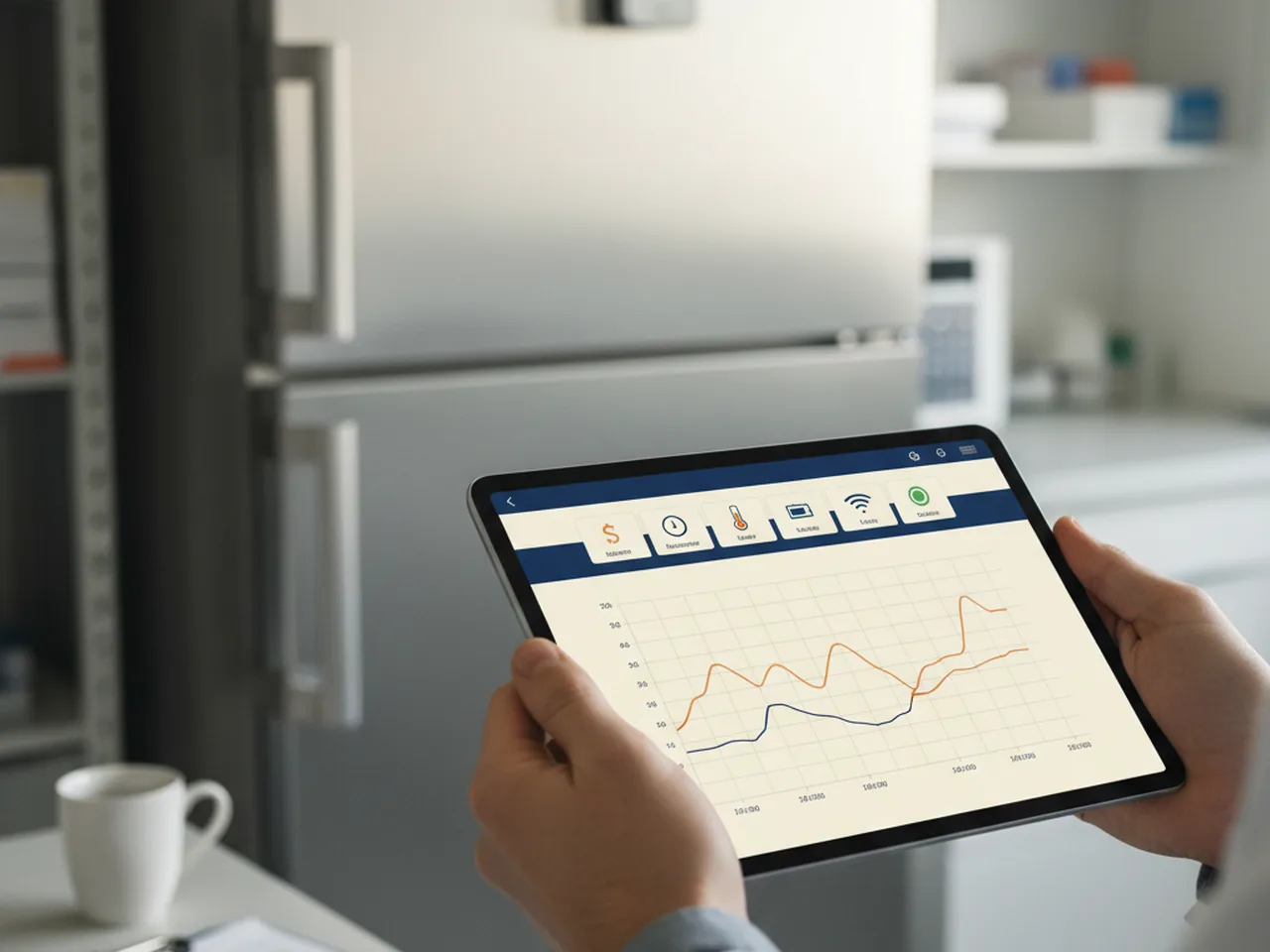 Telemetrie-Detail Temperatur auf Tablet